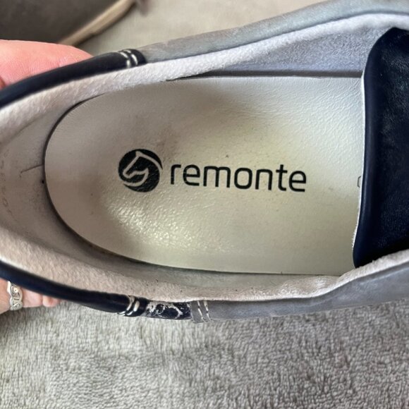 Remonte Jean Print Blue Lace Up Leather Sneakers - Picture 14 of 16